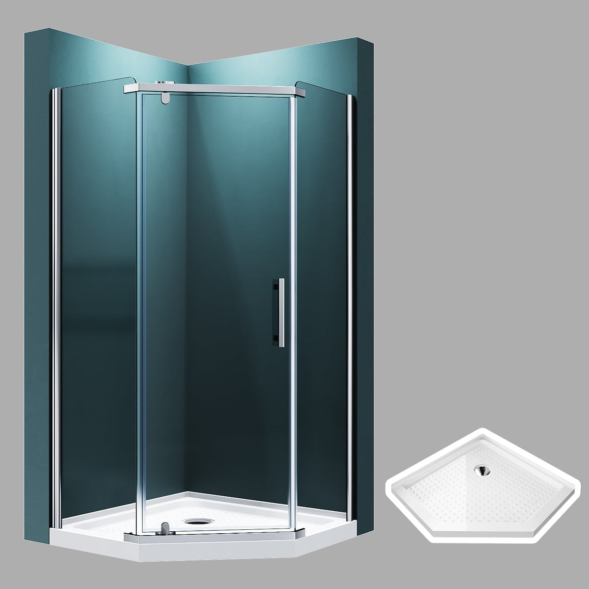 SUNNY SHOWER 36.7 in. W x 36.7 in. D x 71.8 in. H Chrome Finish Pivot Enclosures With Pivot Door And White Diamond Bases