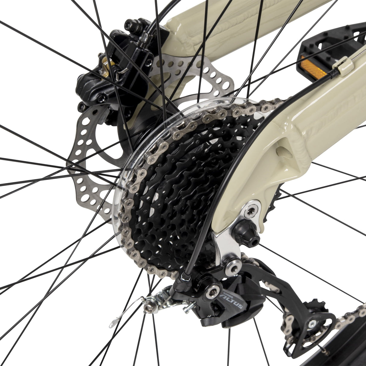 Huffy Amara 29-inch 9-Speed Aluminum Dual Suspension Mountain Bicycle for Men, Tan