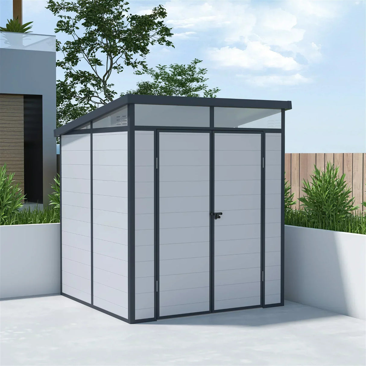 Lotus Canto Light & Dark Grey Plastic Shed - Available In 2 Sizes