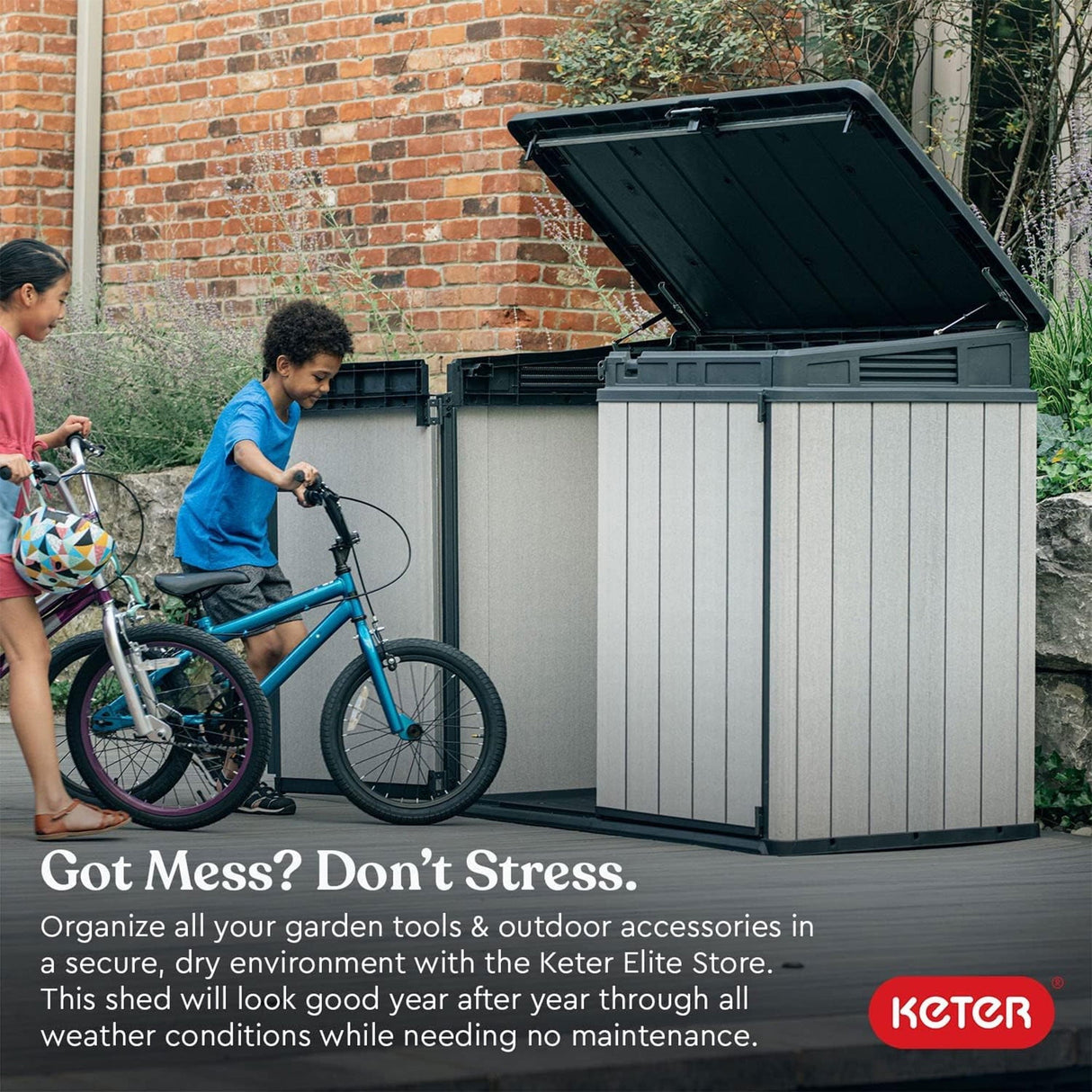 Keter Elite Store Outdoor Storage Shed 4.6 by 2.7 Foot, Deco Grey