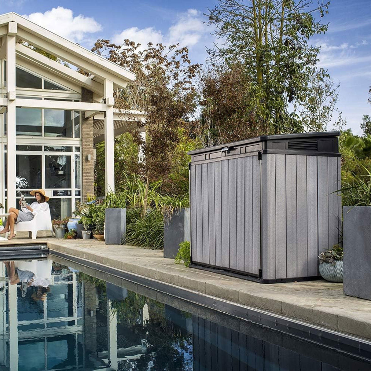 Keter Elite Store Outdoor Storage Shed 4.6 by 2.7 Foot, Deco Grey