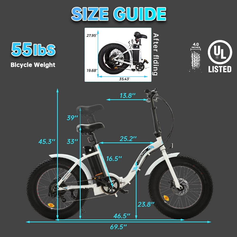ECOTRIC 20" 500W 12.5Ah Folding Electric Bicycle E-bike Fat Tire Foldable Pedal Assist Bike Children UL A-E516646