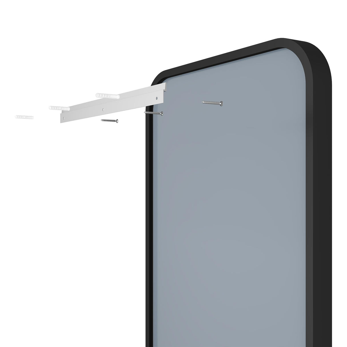 ELEGANT Round Corner Vanity Mirror Wall-Mounted 24 in. W x 36 in. L Brushed Metal