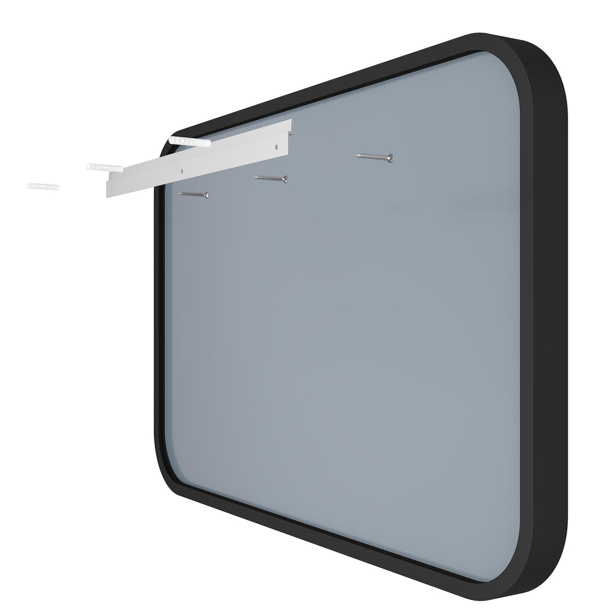 ELEGANT Round Corner Vanity Mirror Wall-Mounted 30 in. W x 40 in. L Brushed Metal