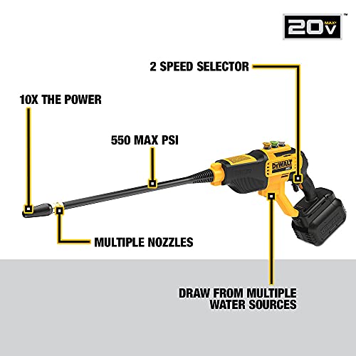 DEWALT Cordless Pressure Washer, Power Cleaner, 550-PSI, 1.0 GPM
