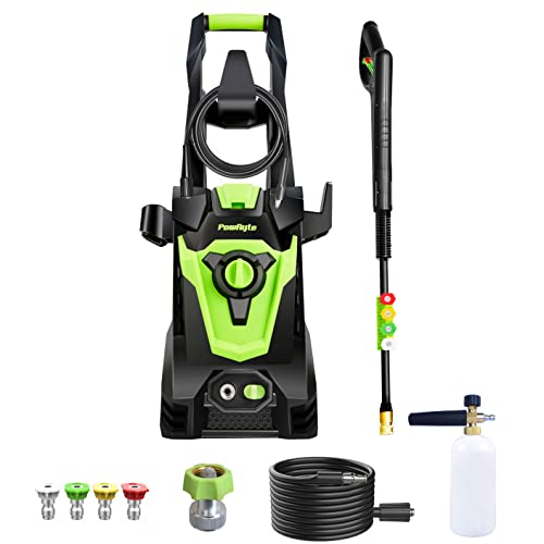PowRyte Electric Pressure Washer, Foam Cannon, 4 Different Pressure Tips