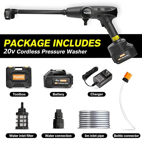 Heywork Cordless Pressure Washer, 600PSI Portable Pressure Washer Handheld