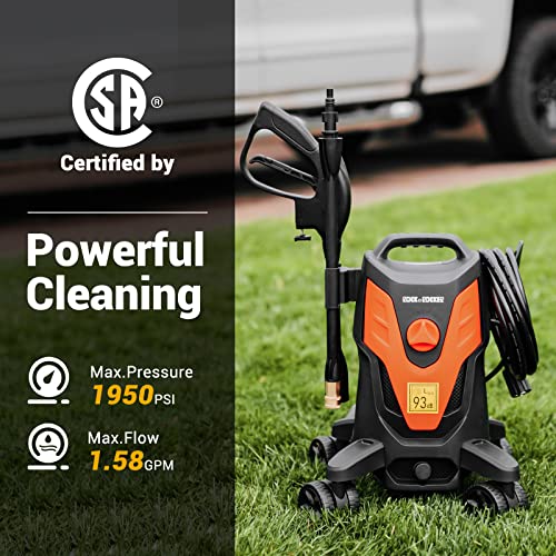 Rock&Rocker Powerful Electric Pressure Washer, 1950PSI Max 1.58 GPM
