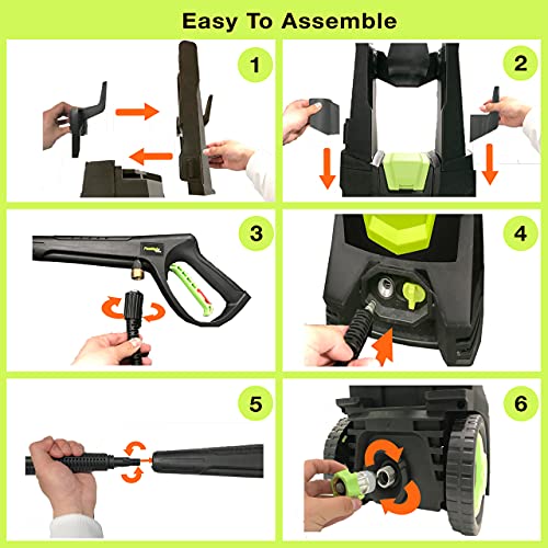 PowRyte Electric Pressure Washer, Foam Cannon, 4 Different Pressure Tips