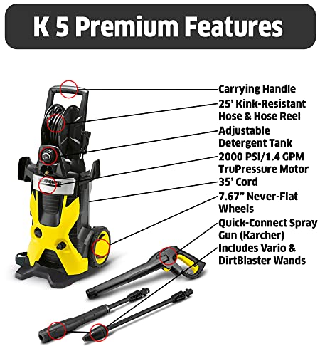 Karcher K 5 Premium 2000 PSI 1.4 GPM Electric Power Induction Pressure Washer