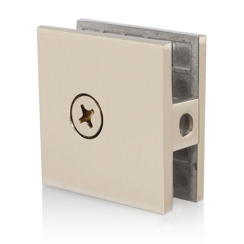 SUNNY SHOWER 2" x 2" Brushed Nickel Stainless Steel U-Clamp Clip For 3/8" Frameless Glass Panel