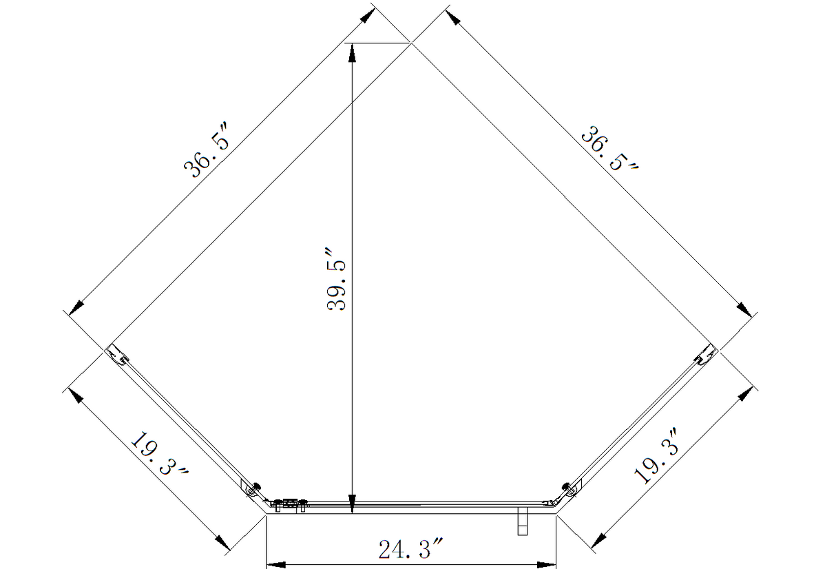 ELEGANT Pivot Enclosures With Pivot Door 36.7 in. W x 36.7 in. D x 71.8 in. H Black Finish
