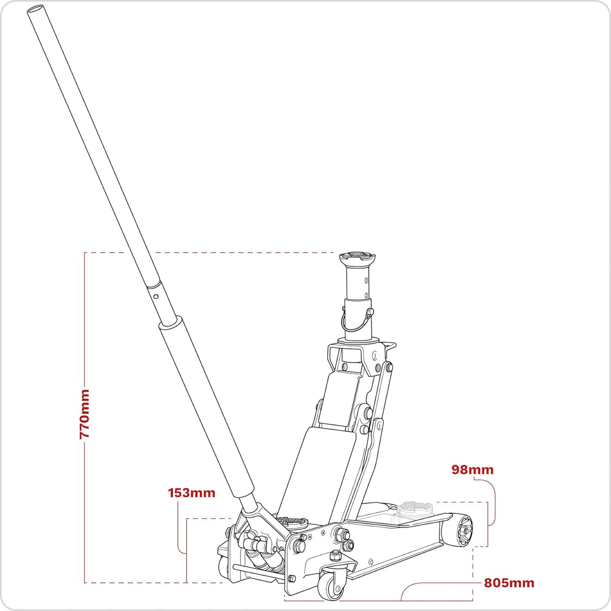 Sealey 2/3 Tonne Trolley Jack Low Profile/High Lift with Rocket Lift - 3200LEHL