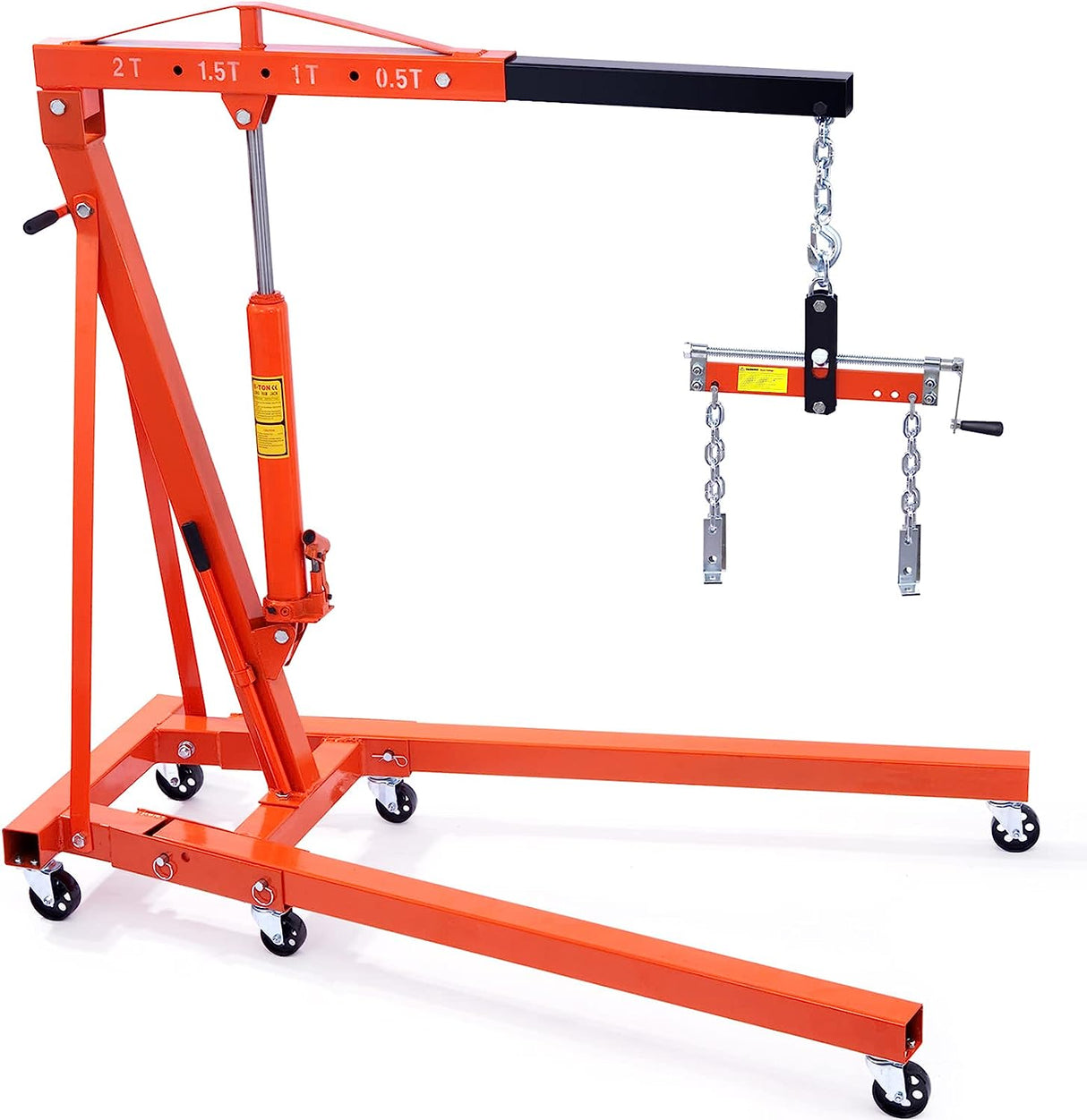 VEVOR Hydraulic Engine Hoist with Lever, 2 Ton/4400 LBS Heavy-duty Cherry Picker Shop Crane, Foldable Engine Crane and Engine Hoist