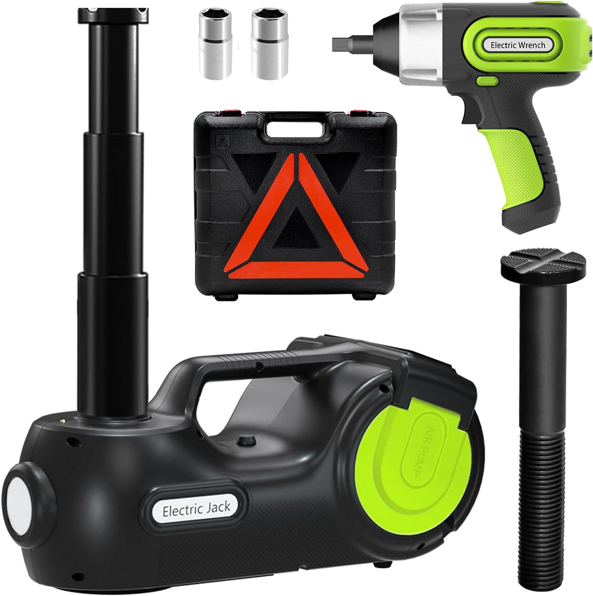 E-HEELP Electric Car Jack Kit 5Ton 12V Car Jack Hydraulic (Lifting Range: 6.1-20.86 inch) with Impact Wrench & Inflator for Car SUV Sedan MPV with LCD & Tire Pressure Display