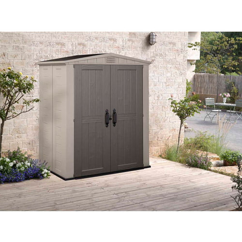 Keter Factor 6x 3 Outdoor Resin Shed, Lawn and Garden Storage, Beige and Taupe