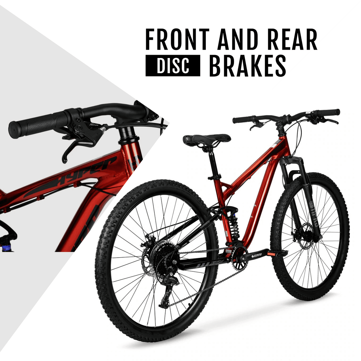 Hyper Bicycles Men's 29" Explorer Dual Suspension Mountain Bike, Red