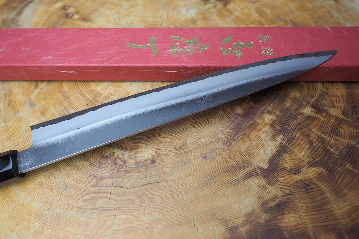Sakai Jikko "Shinobi" White-2 Steel Sujihiki Ebony Handle (24cm)