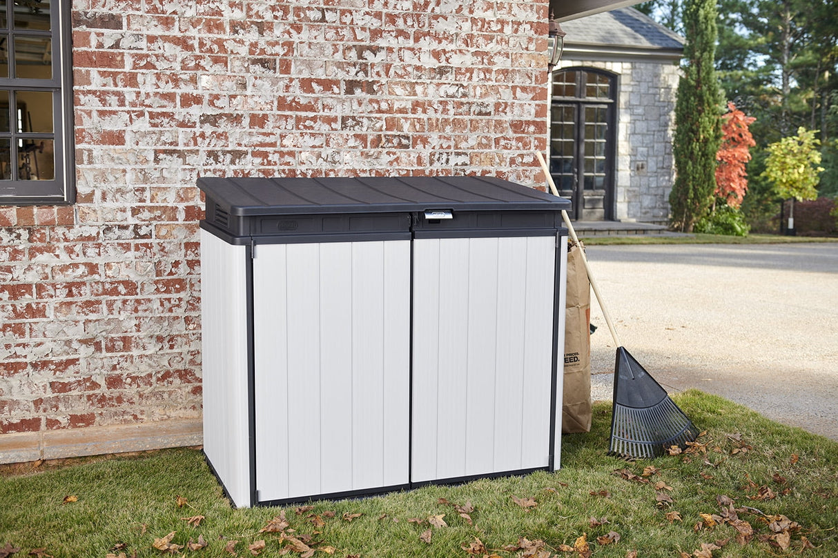 Keter Premier XL Outdoor All Weather Patio Garden Storage Shed, Light Grey