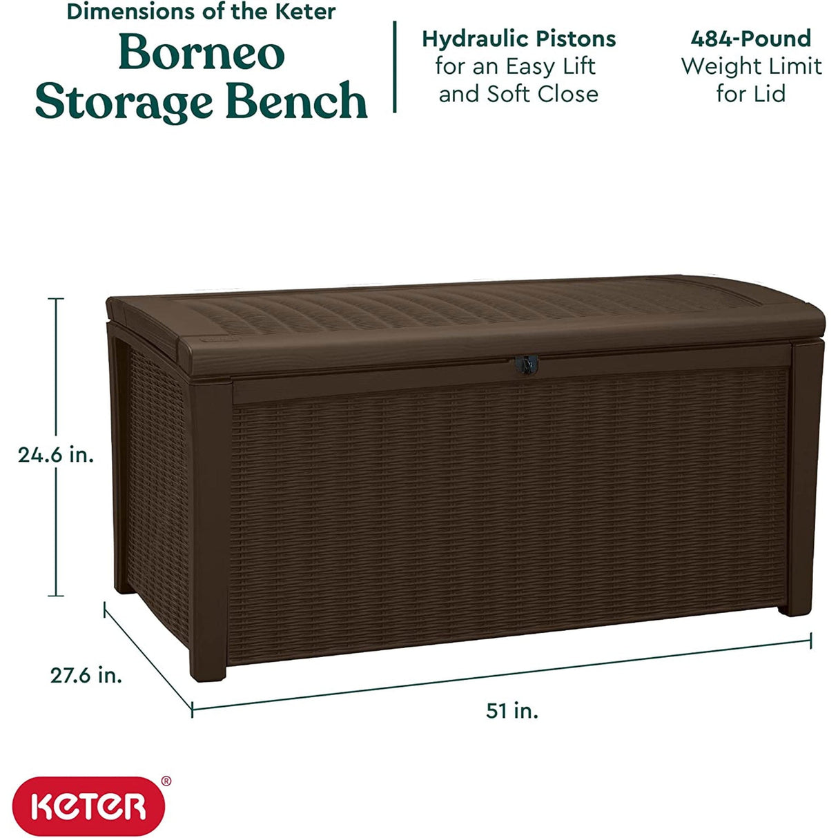 Keter Borneo 110 Gal Rattan Resin Patio Storage Deck Box & Bench (2 Pack)