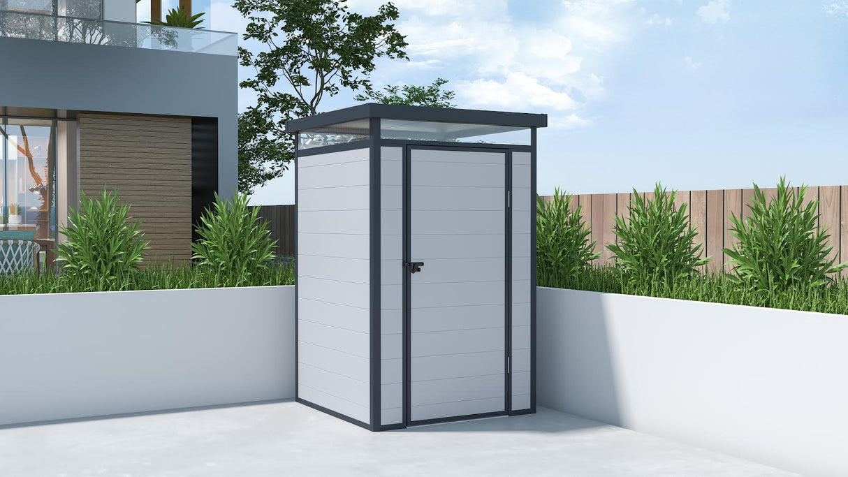Lotus Curo Light & Dark Grey Plastic Shed - Available In 2 Sizes