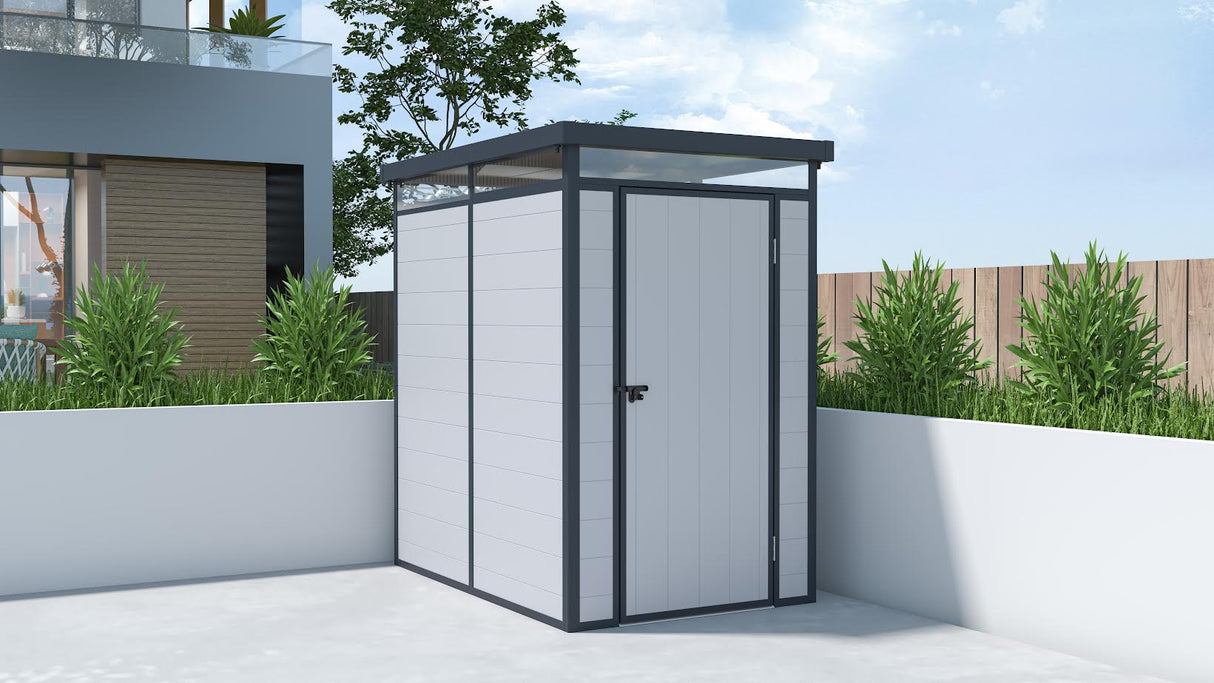 Lotus Curo Light & Dark Grey Plastic Shed - Available In 2 Sizes