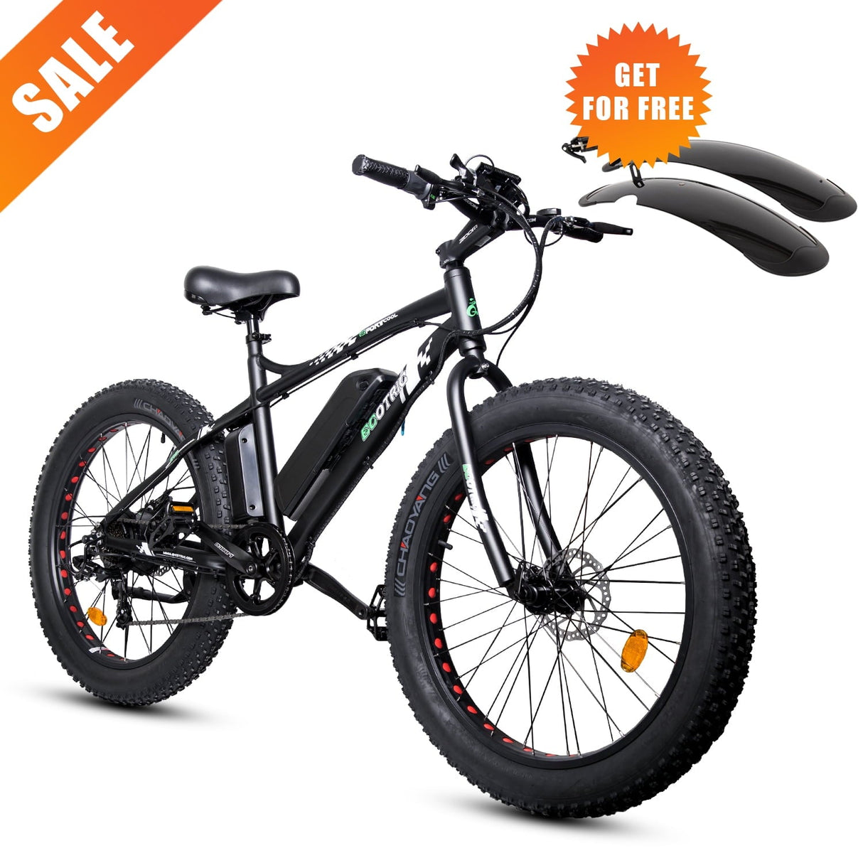 Ecotric 26" 36V 500W Fat Tire Electric Bicycle Mountain Beach e-Bike Removable Battery 7 Speed