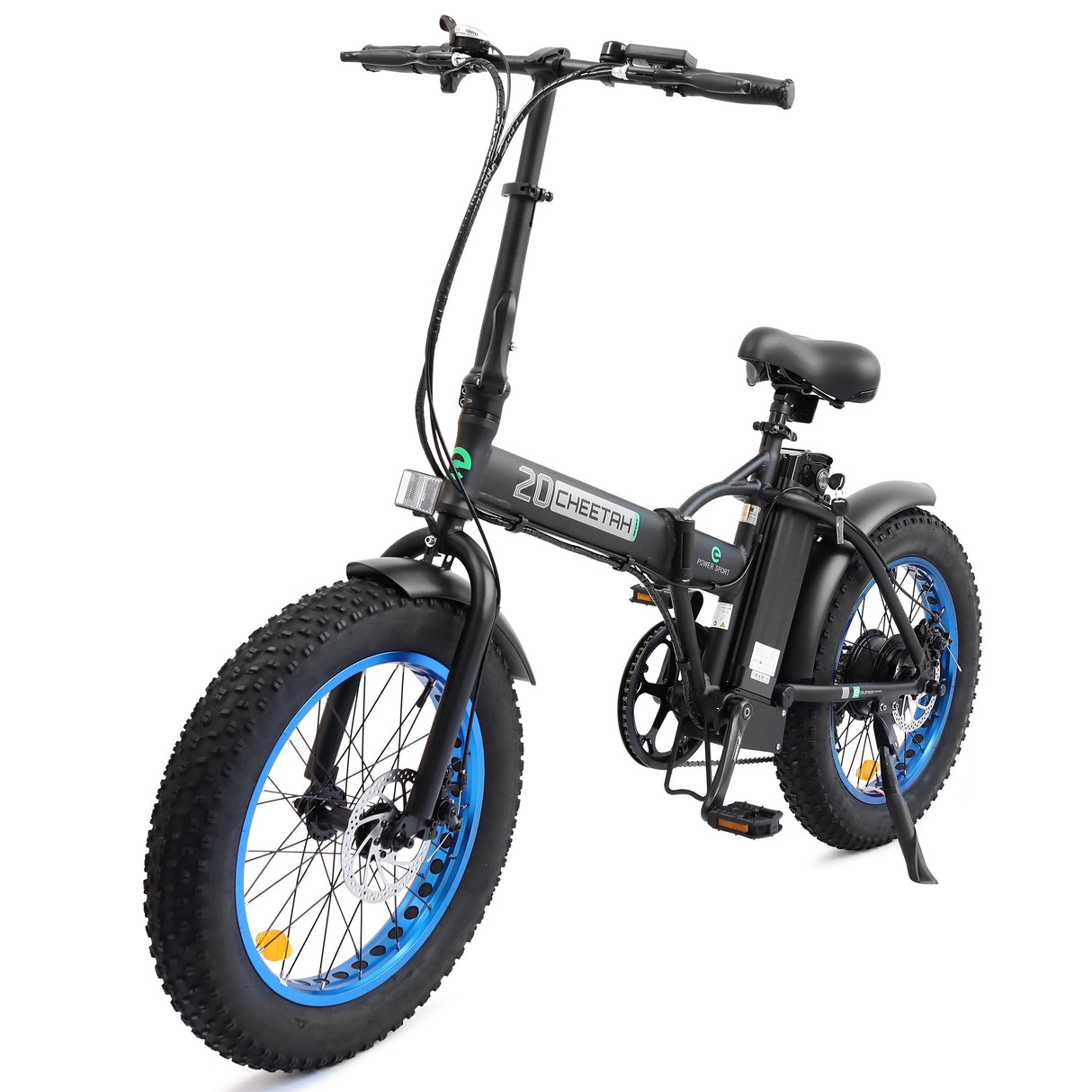 Ecotric Electric Fat Tire Bicycle Folding Bike 12Ah 36V 500W Lithium Battery Beach Snow Mountain 20 In. E Bike Moped (Black & Blue)