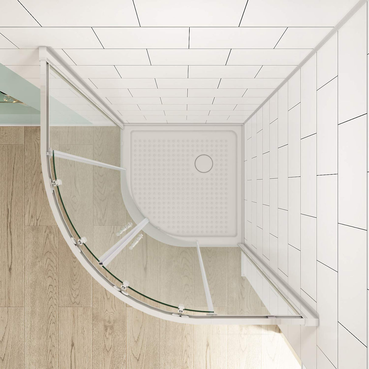 SUNNY SHOWER 37.5 in. W x 37.5 in. D x 72 in. H Chrome Finish Quadrant Enclosures With Sliding Doors And White Quadrant Base