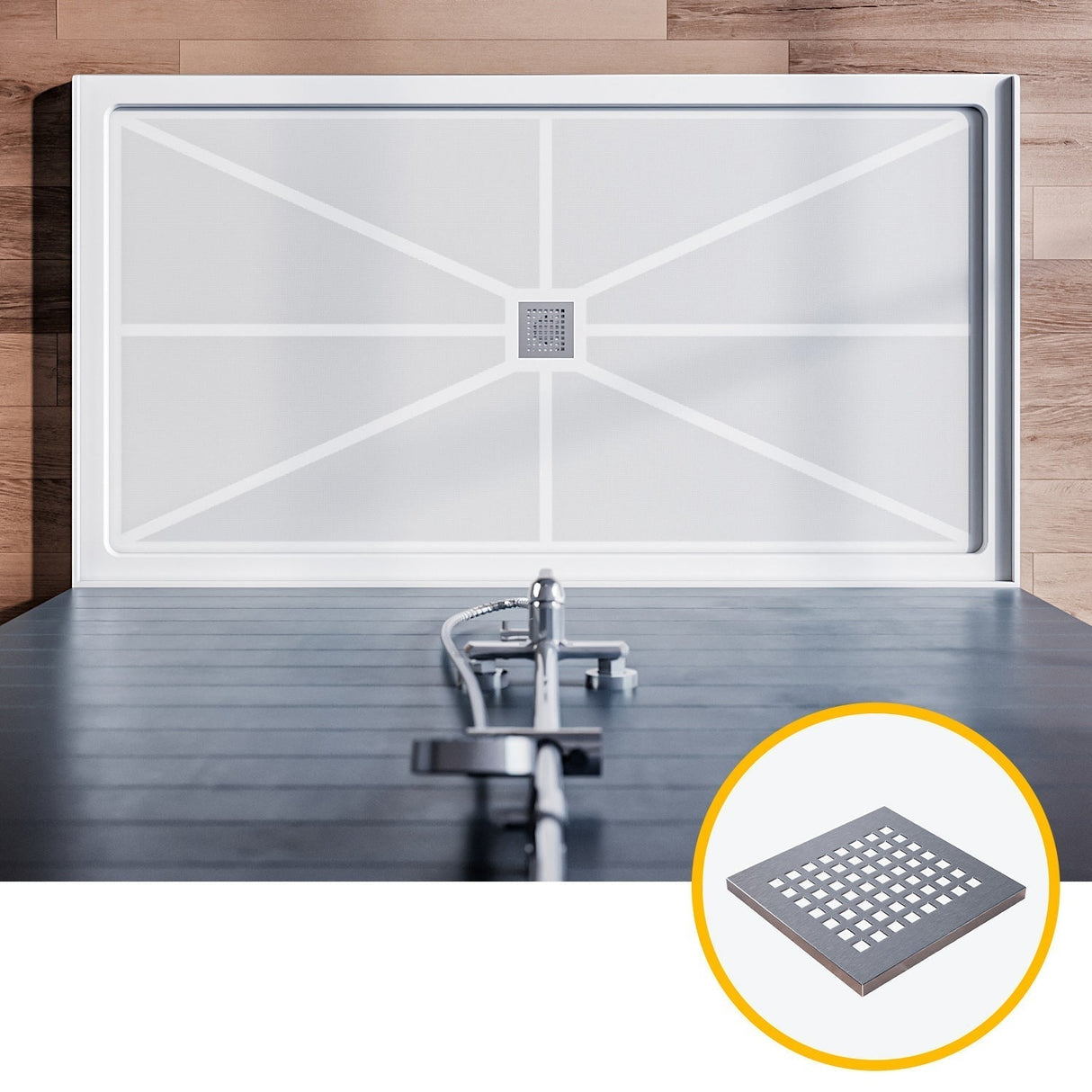 SUNNY SHOWER 32 in. D x 4 in. H White Center Drain Rectangular Base