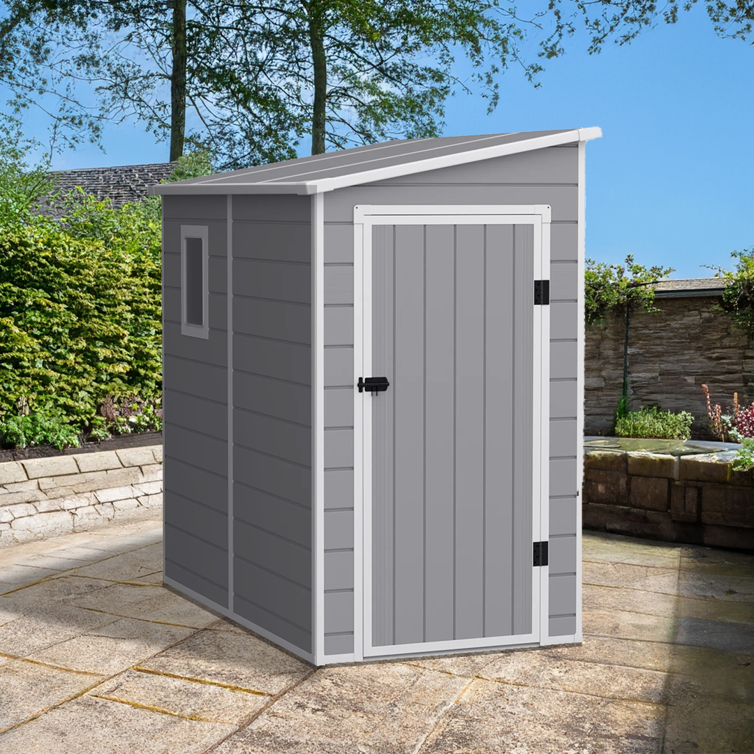 Lotus Veritas 6ftx4ft Lean To Plastic Shed Light Grey With Floor