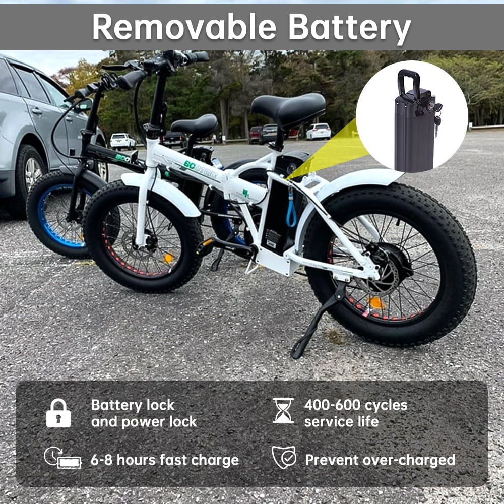 ECOTRIC 20 Inch Fat Tire Foldable 500W 36V Electric Bike Bicycle Pedal Assist Beach City Mountain E-Bike Adults Commuter Women Men White A-E516646