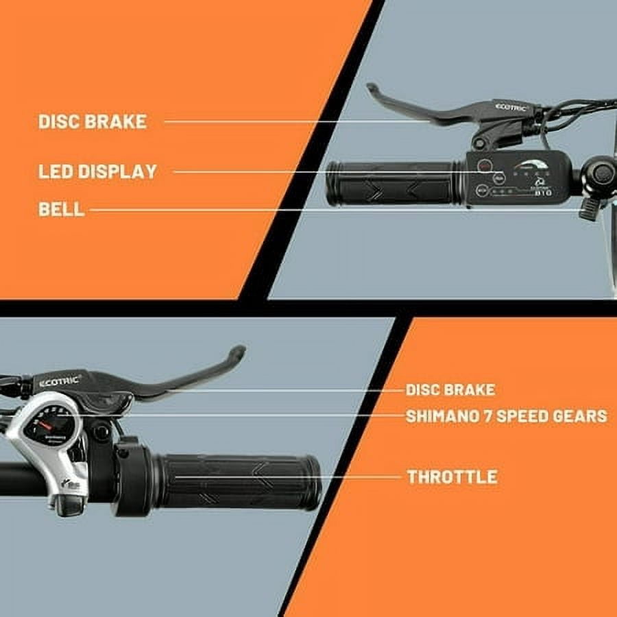 ECOTRIC 20" White Folding Electric Bike Bicycle City Ebike 350W Gear Rear Motor 36V 12.5AH Removable Lithium Battery Alloy Frame Pedal and Throttle Assist LED Display for Children A-E516646