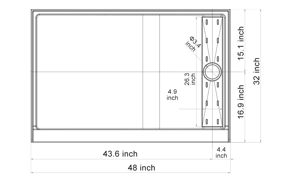 SUNNY SHOWER 32 in. W x 48 in. D x 4 in. H White Right Drain Rectangular Bases