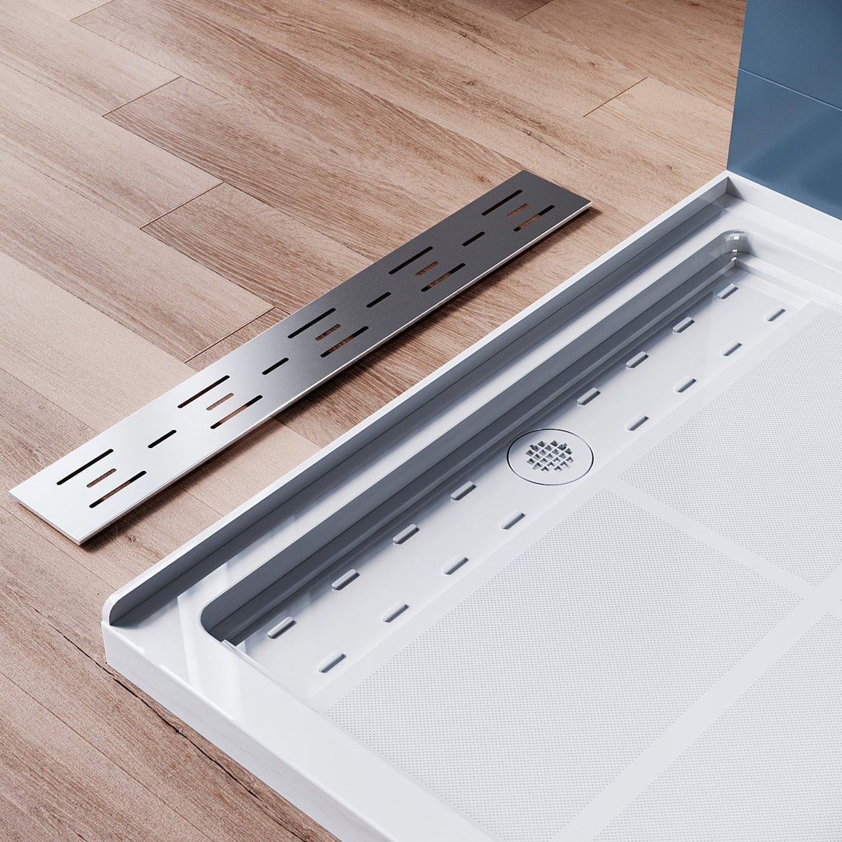 SUNNY SHOWER 32 in. D x 4 in. H White Left Drain Rectangular Base