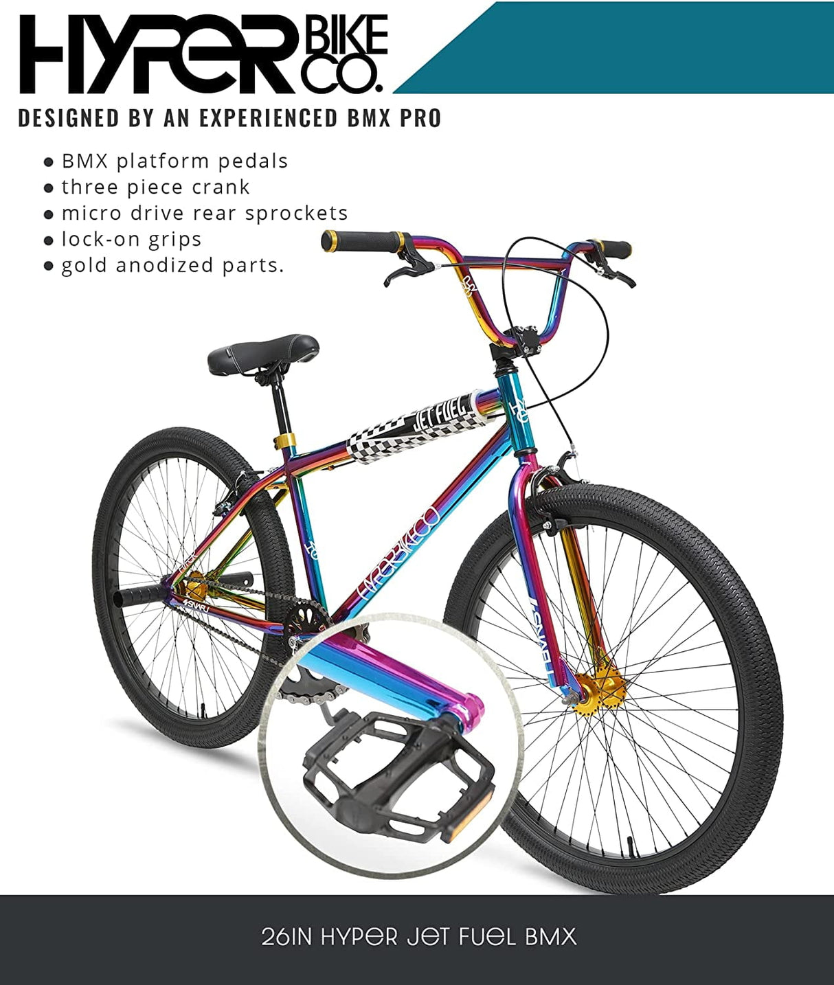 Hyper Bicycles 26" Jet Fuel BMX Bike for Adults