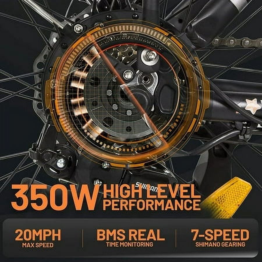 Ecotric E-Ride Electric Bike Trail Riding Ebike Girl Cruiser Foldable 20 inch Wheels 350W 36V Removable Battery 7 Speed City Commuter for Children A-E516646