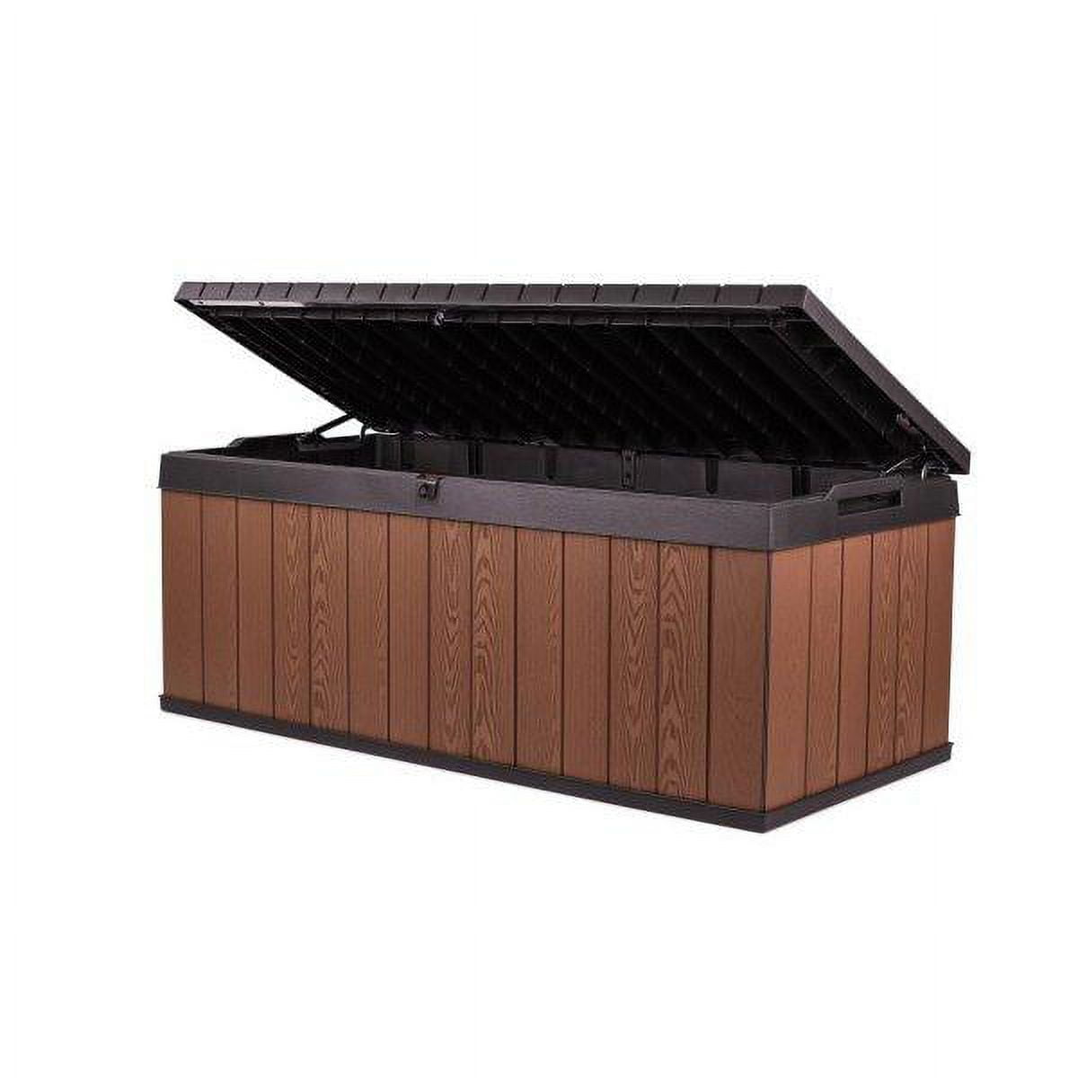 Keter Darwin Brown 100 Gallon Resin Large Deck Box for Organization and Storage for Outdoor Furniture