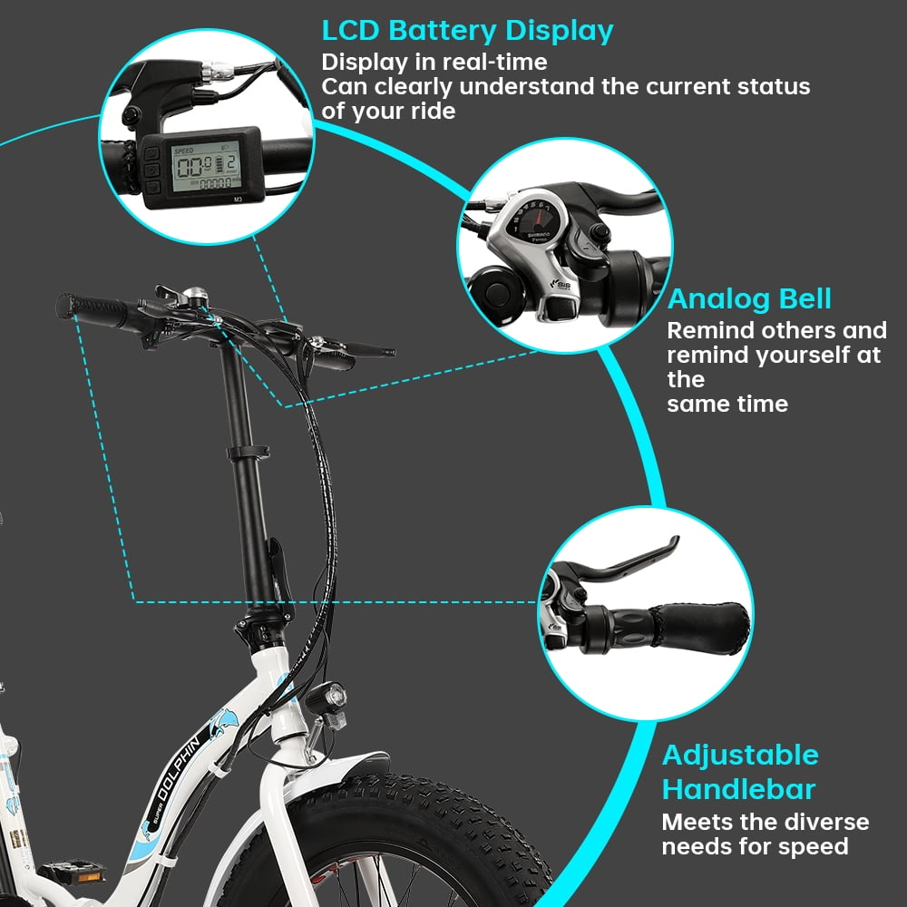 ECOTRIC 20" 500W 12.5Ah Folding Electric Bicycle E-bike Fat Tire Foldable Pedal Assist Bike Children UL A-E516646