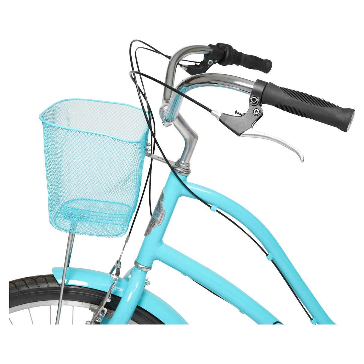 Hyper Bicycle 26" Woman's Commute Bike with Basket, Neon Teal