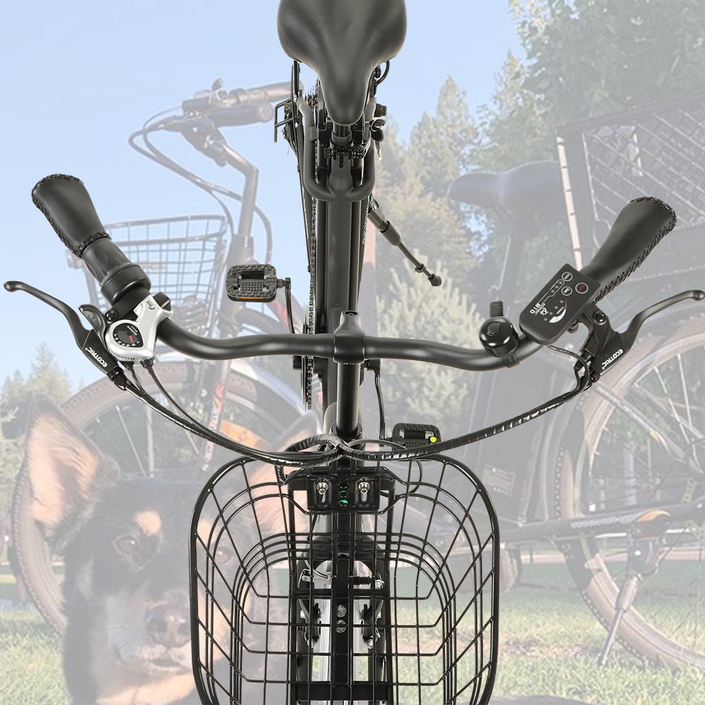 ECOTRIC Electric City 350 W Motor Cruiser Bicycle 26" 20 MPH Cityscape with Basket Removable Lithium Battery Step Through E-bike Commute for Adult Female Male Pedal Assist A-E516646