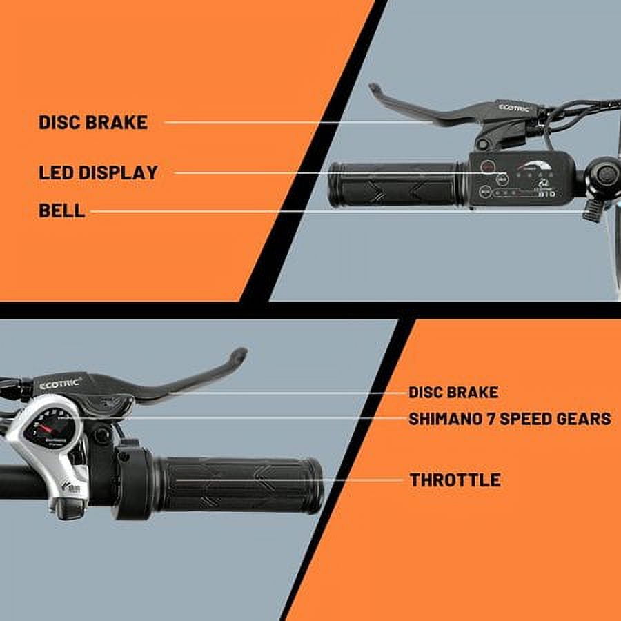 Ecotric E-Ride Electric Bike Trail Riding Ebike Girl Cruiser Foldable 20 inch Wheels 350W 36V Removable Battery 7 Speed City Commuter for Children A-E516646