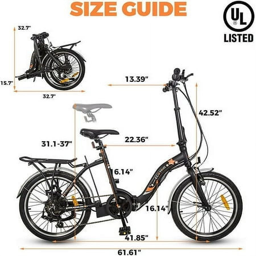 Ecotric E-Ride Electric Bike Trail Riding Ebike Girl Cruiser Foldable 20 inch Wheels 350W 36V Removable Battery 7 Speed City Commuter for Children A-E516646