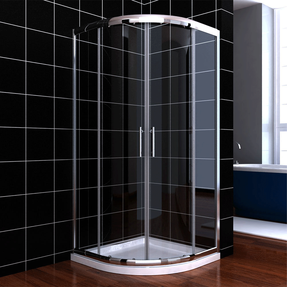 SUNNY SHOWER 37.5 in. W x 37.5 in. D x 72 in. H Chrome Finish Quadrant Enclosures With Sliding Doors And White Quadrant Base