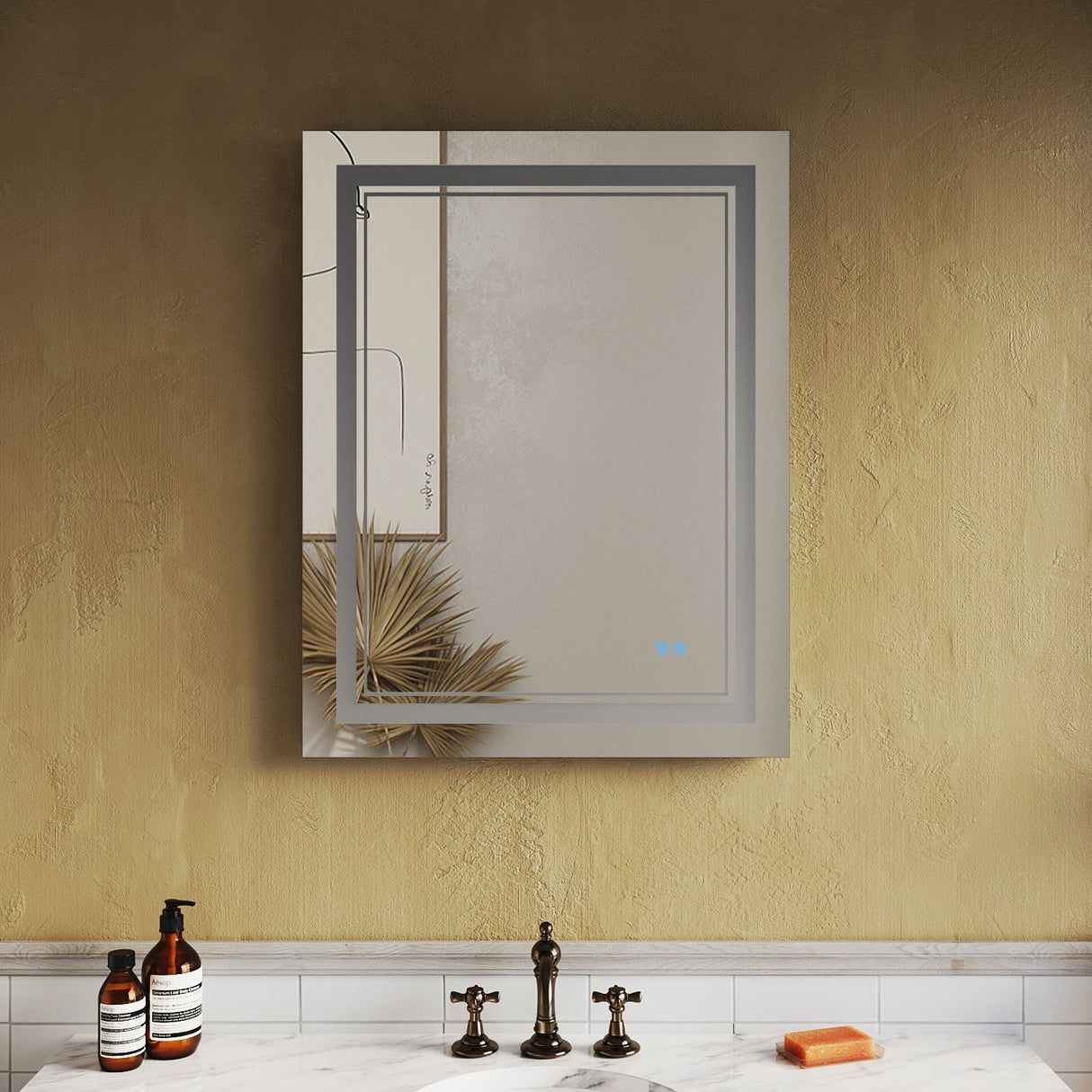 SUNNY SHOWER 28 x 36 in. LED Horizontal Bathroom Mirror With 3 Color Temperature Setting