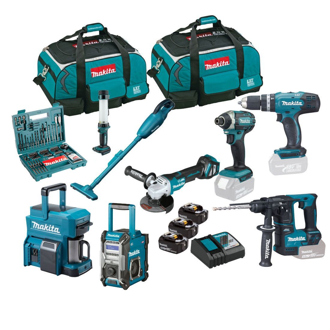 Makita 18v LXT x8 Piece Super Starter Tool Kit inc 3x 5.0Ah Batteries & Charger