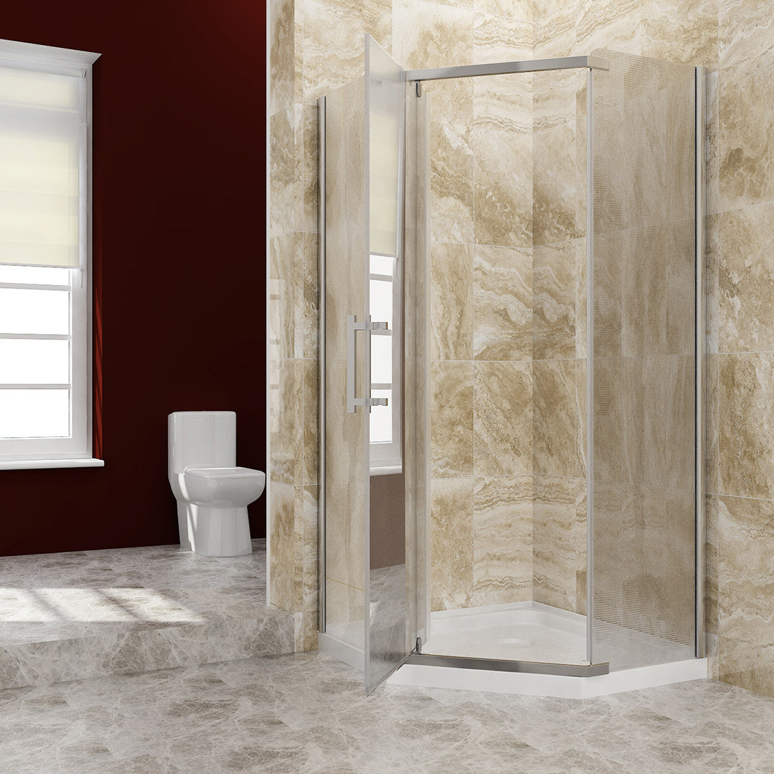 SUNNY SHOWER 36.7 in. W x 36.7 in. D x 71.8 in. H Frosted Chrome Finish Pivot Enclosures With Pivot Door