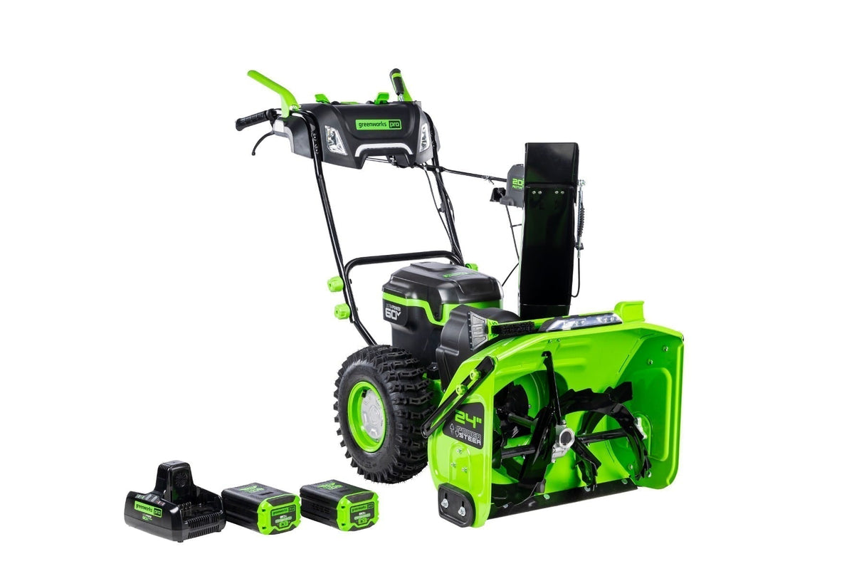 60V 24" Two-Stage Snow Blower with (2) 8.0 Ah Batteries and Dual-Port Charger
