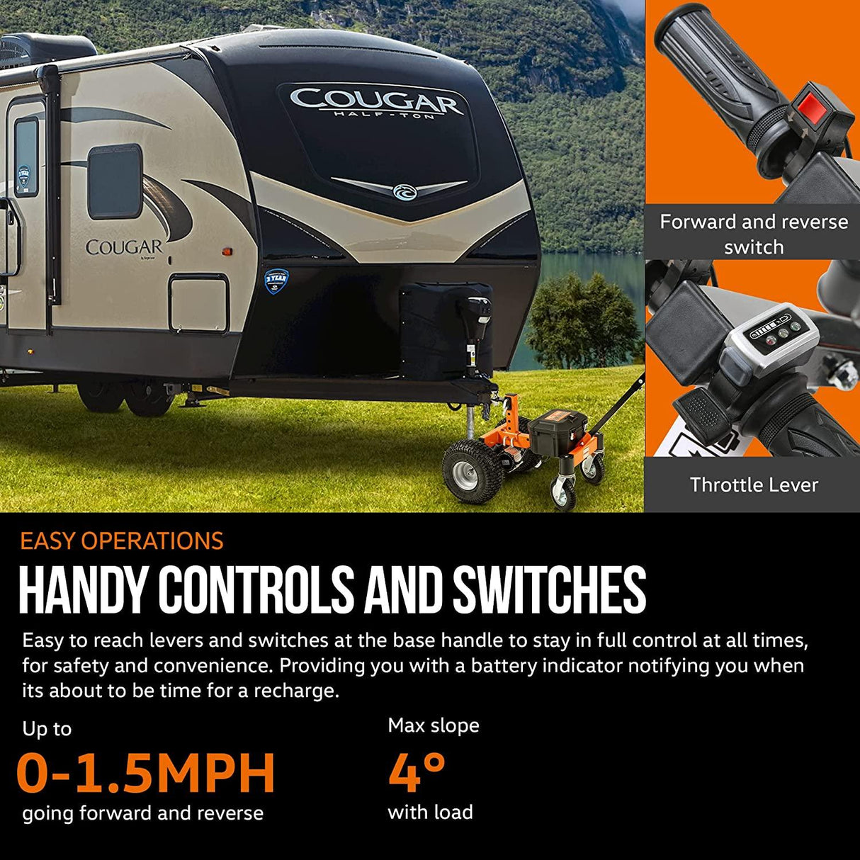 SuperHandy Electric Trailer Dolly 3600LBS Max Trailer Weight 600LB Max Tongue Weight