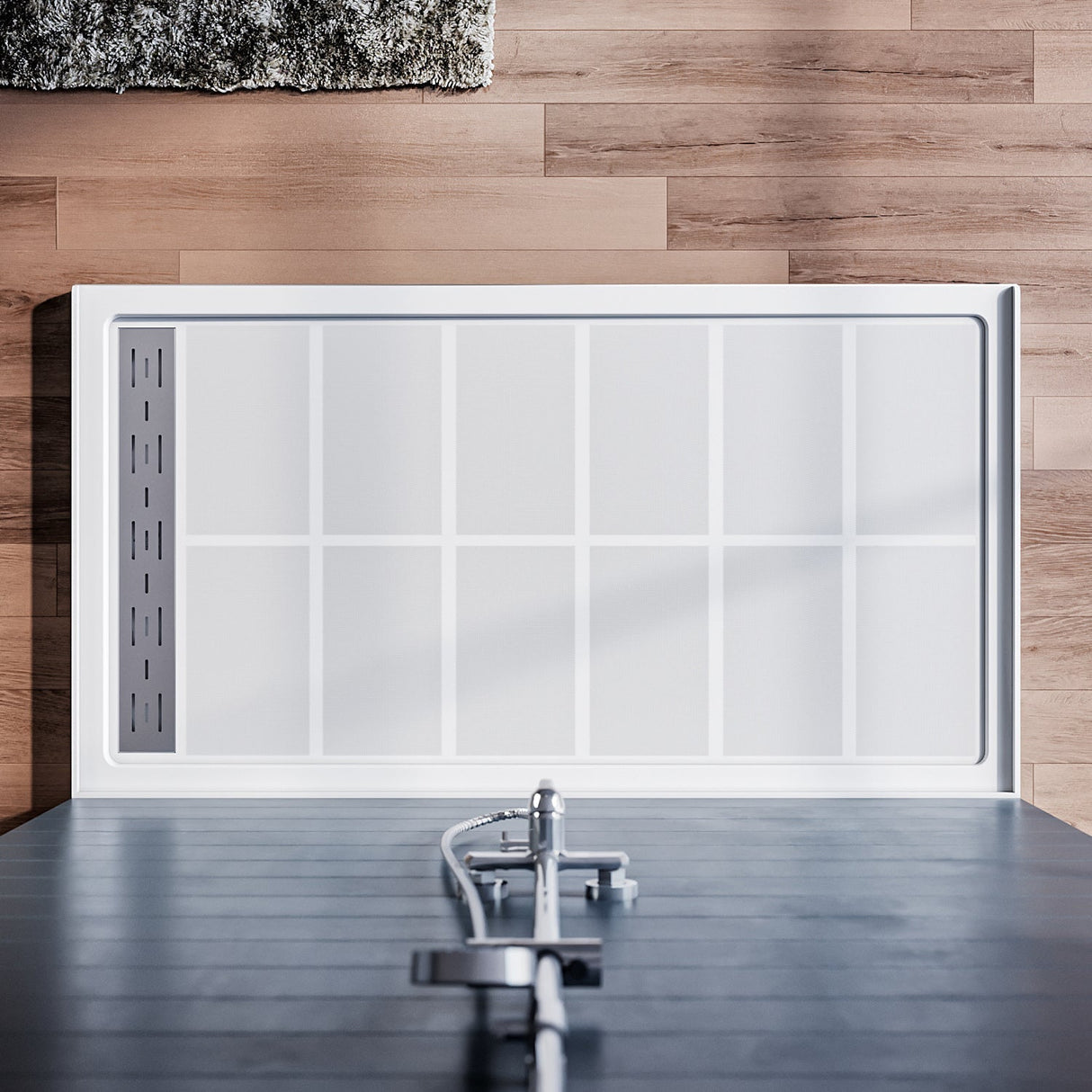 SUNNY SHOWER 32 in. W x 60 in. D x 4 in. H White Right Drain Rectangular Base